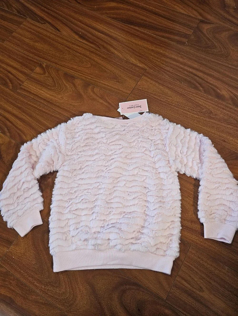 NWT Juicy Couture Girls 2 PC Set Size 5 Pink Fuzzy Sweater & Monogram Leggings